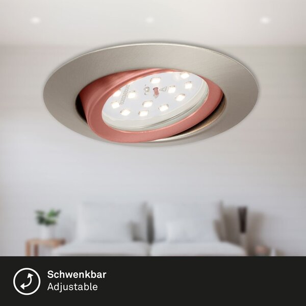 BRI 7172032 3ks sada LED vestavné svítidlo, pr. 8,2 cm, 3,5 W, matný nikl (starý kód: BRI 7172-032) - BRILONER