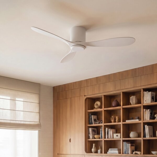 Stropní ventilátor Solenus, matná bílá, 3 lopatky, tichý – Lucande Lucande, Solenus, Bílá, Obývací pokoj, Plast, Moderní
