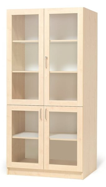 AJ Produkty Prosklená skříň THEO, 4 dveře, 2100x1000x470 mm, bříza