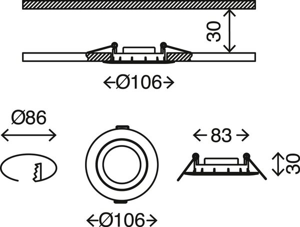 BRI 7114436 3ks sada LED vestavné svítidlo, pr. 10,6 cm, 7 W, bílé (starý kód: BRI 7114-436) - BRILONER