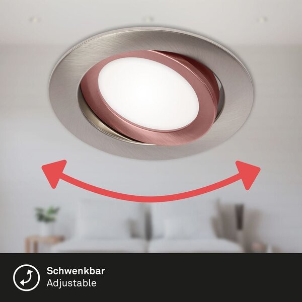 BRI 7114432 3ks sada LED vestavné svítidlo, pr. 10,6 cm, 7 W, matný nikl (starý kód: BRI 7114-432) - BRILONER