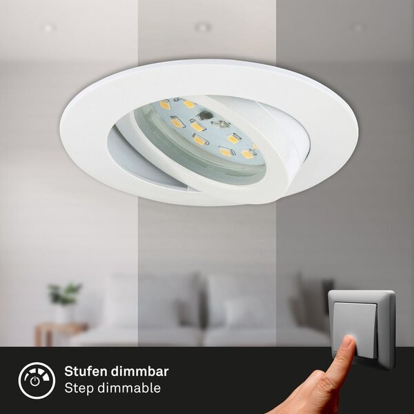 BRI 7296036 3ks sada LED vestavné svítidlo, pr. 8,2 cm, 6,5 W, bílé (starý kód: BRI 7296-036) - BRILONER