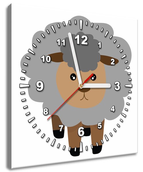 Obraz s hodinami Šedá ovečka Rozměry: 30 x 30 cm