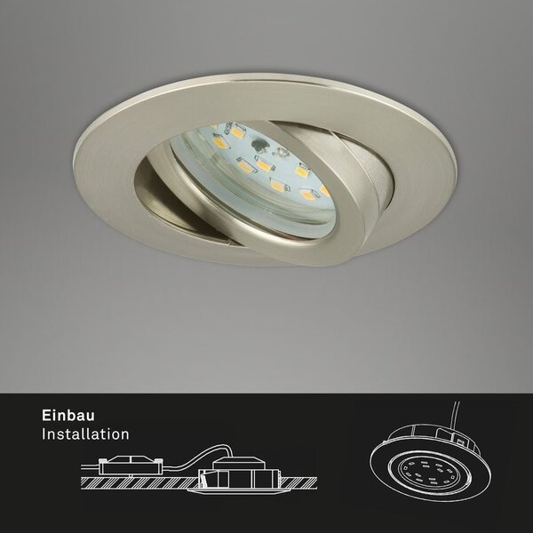BRI 7296032 3ks sada LED vestavné svítidlo, pr. 8,2 cm, 6,5 W, matný nikl (starý kód: BRI 7296-032) - BRILONER