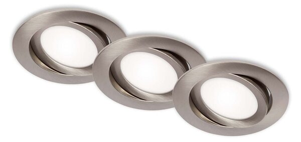 BRI 7114432 3ks sada LED vestavné svítidlo, pr. 10,6 cm, 7 W, matný nikl (starý kód: BRI 7114-432) - BRILONER