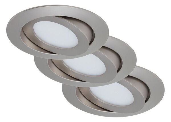 BRI 7283032 3ks sada LED vestavné svítidlo, pr. 10,6 cm, 4,8 W, matný nikl (starý kód: BRI 7283-032) - BRILONER