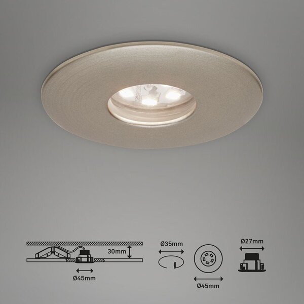 BRI 7240032 3ks sada LED vestavné svítidlo, pr. 4,5 , 1,8 W, matný nikl (starý kód: BRI 7240-032) - BRILONER