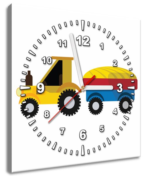 Obraz s hodinami Traktor s vlečkou Rozměry: 30 x 30 cm