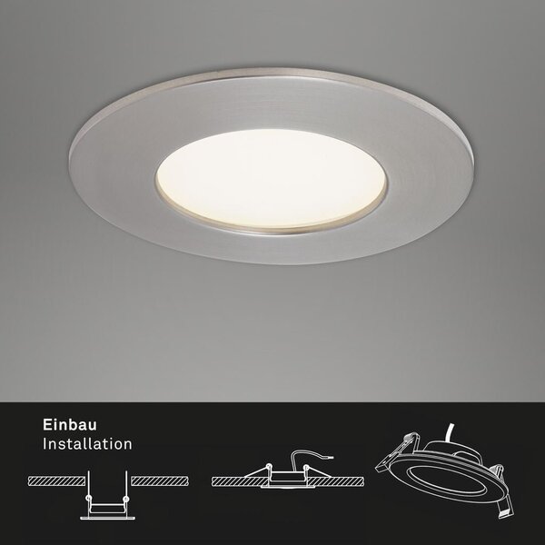 BRI 7282032 3ks sada LED vestavné svítidlo, pr. 8,5 cm, 4,8 W, matný nikl (starý kód: BRI 7282-032) - BRILONER