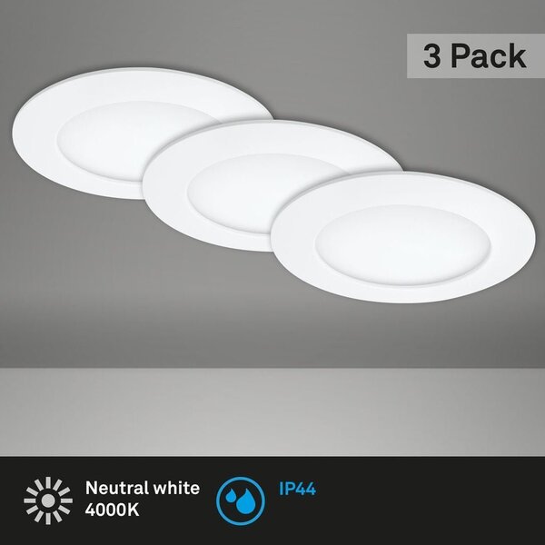BRI 7284036 3ks sada LED vestavné svítidlo, pr. 12 cm, 6,4 W, bílé (starý kód: BRI 7284-036) - BRILONER