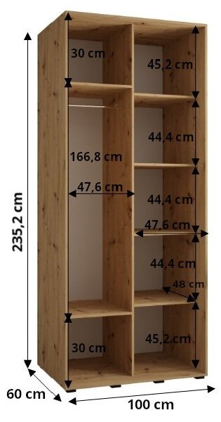 Šatní skříň FIDELIA 2 - 100/60 cm, černá / dub artisan / černá