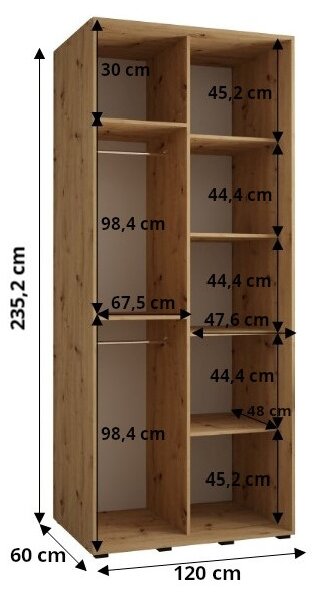 Šatní skříň INDIRA 1 - 120/60 cm, kašmír / černá