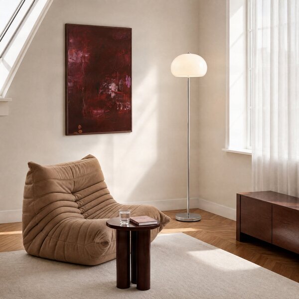 Stojací Lampa NOLA, Owen, Bílá, Obývací pokoj, Sklo, Moderní