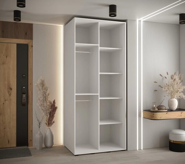 Šatní skříň ASIRI 1 - 110/60 cm, bílá / stříbrná