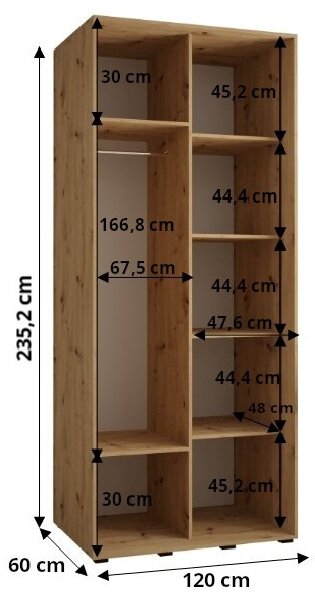 Šatní skříň INDIRA 1 - 120/60 cm, kašmír / černá