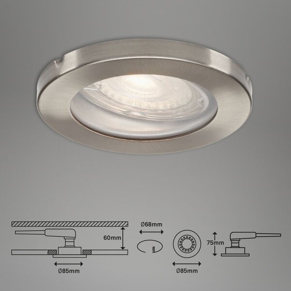 BRI 7181032 3ks sada LED vestavné svítidlo, pr. 8,5 cm, 5 W, matný nikl (starý kód: BRI 7181-032) - BRILONER
