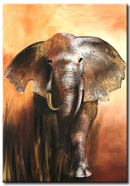 Obraz Tupot (1dílný) - motiv africké přírody s běžícím slonem