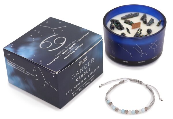 Zodiakální krystalová svíčka s energetickým náramkem – RAK - 474 - 387 - 478