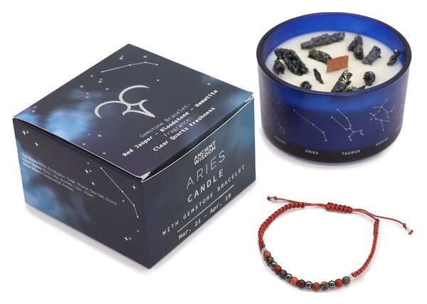 Zodiacální krystalová svíčka s energetickým náramkem – BERAN - 474 - 478 - 387