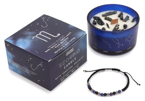 Zodiakální krystalová svíčka s energetickým náramkem – ŠTÍR - 474 - 478 - 387