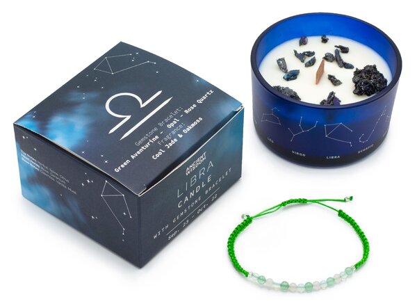 Zodiakální krystalová svíčka s energetickým náramkem – VÁHA - 474 - 478 - 387