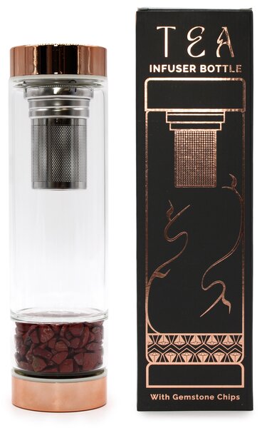 Láhev na čaj s krystaly – červený jaspis, 500 ml - 887 - 374 - 478 - 408