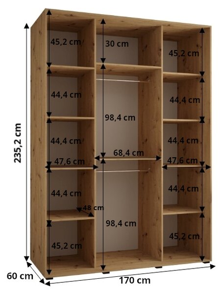 Šatní skříň INDIRA 1 - 170/60 cm, kašmír / černá