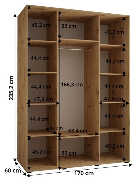 Šatní skříň INDIRA 1 - 170/60 cm, kašmír / černá