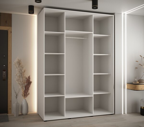 Šatní skříň YVONA 10 - 170/60 cm, bílá / stříbrná