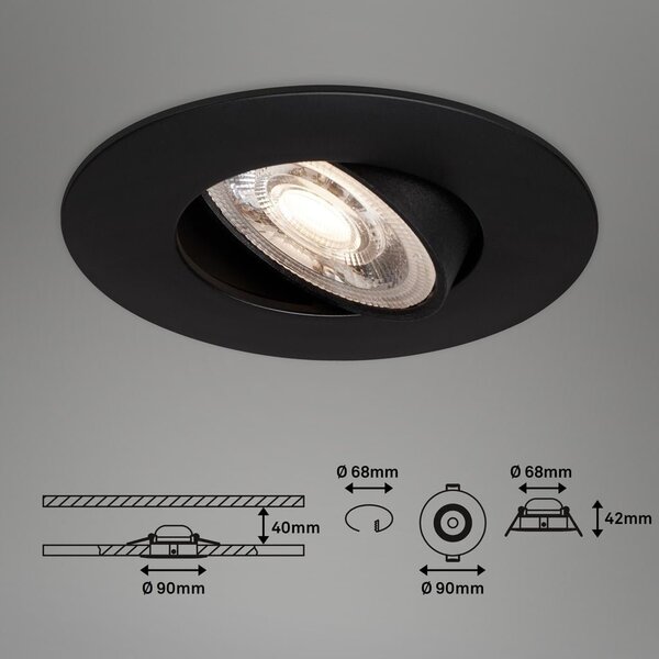 BRI 7602035 LED vestavné svítidlo 4,4 cm 3x 4,9W 480lm černá - BRILONER