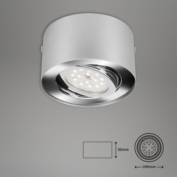 BRI 7121-014 LED přisazené svítidlo, pr. 9 cm, 5 W, stříbrná - BRILONER