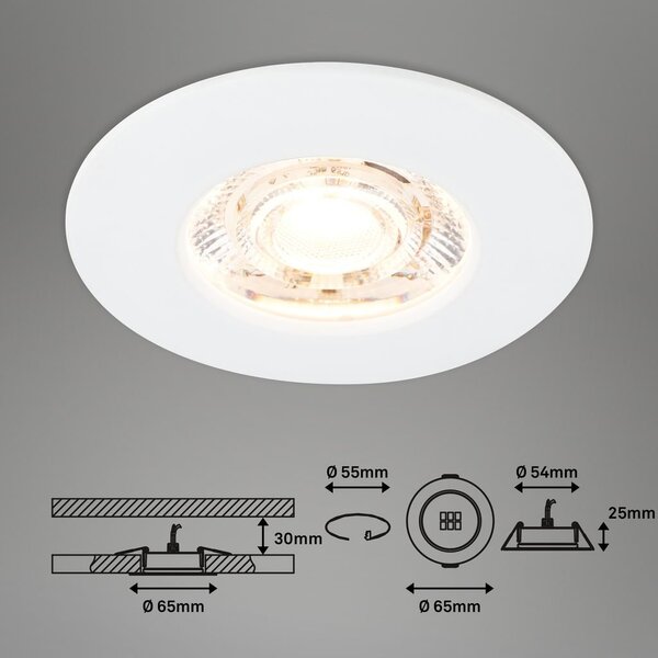 BRI 7606036 3ks sada LED vestavné svítidlo, 6,5 cm, 3,6W, 350lm, bílé - BRILONER