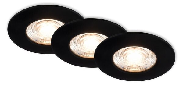 BRI 7606035 3ks sada LED vestavné svítidlo, 6,5 cm, 3x 3,6W, 350lm, černá - BRILONER