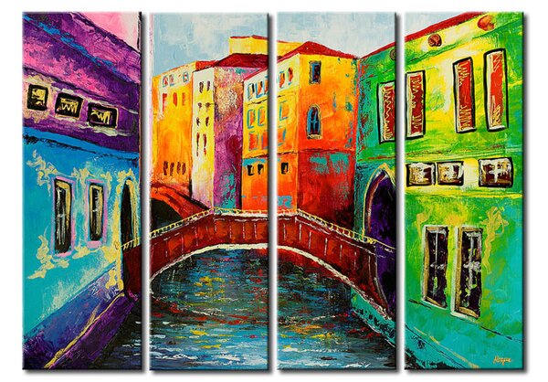 Obraz Barevná Benátky (4-dílný) - historický městský obraz