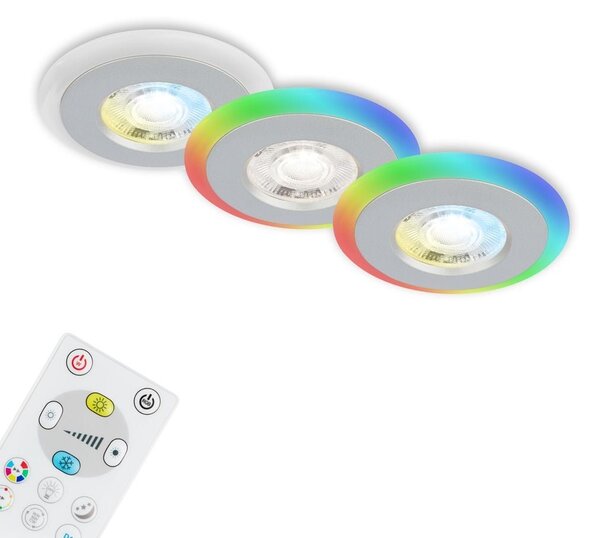 BRI 7040-034 LED vestavná svítidla sada, pr.8,4 cm, 3x LED, 5 W, 460 lm, matný chrom - BRILONER