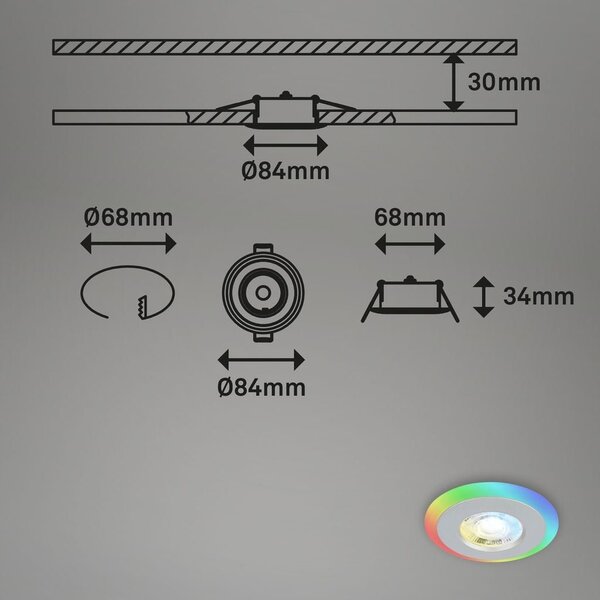 BRI 7040-034 LED vestavná svítidla sada, pr.8,4 cm, 3x LED, 5 W, 460 lm, matný chrom - BRILONER