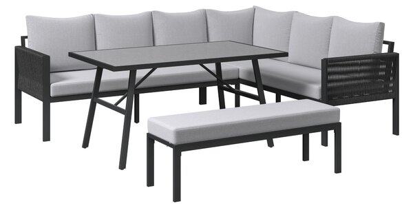 JÍDELNÍ TERASOVÁ SOUPRAVA 4dílné, kov, plast, textil Ambia Garden