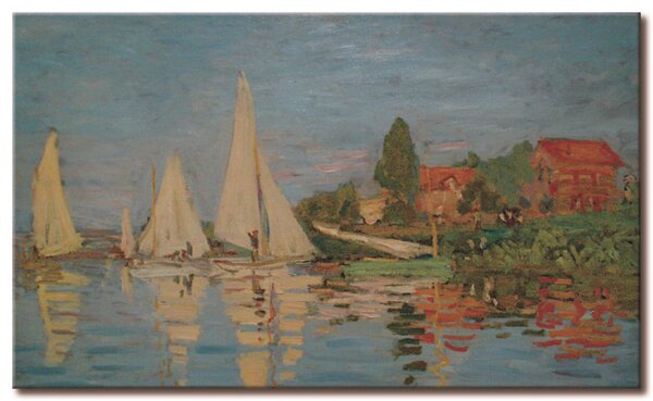 Obraz Regaty v Argenteuil (1-dílný) - krajina s plachetnicemi na jezeře