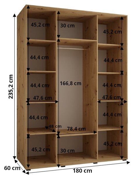 Šatní skříň ASIRI 1 - 180/60 cm, černá / černá
