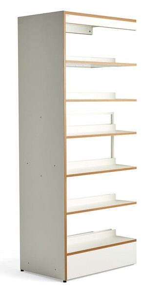 AJ Produkty Regál na knihy STORY, přídavný, oboustranný, 2240x898x585 mm, 6 polic, bílá