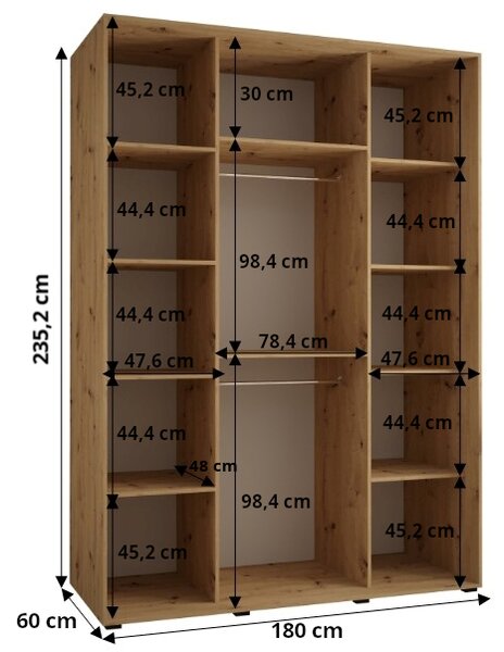 Šatní skříň ASIRI 1 - 180/60 cm, černá / černá