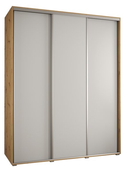 Šatní skříň ASIRI 1 - 190/60 cm, dub artisan / bílá / stříbrná