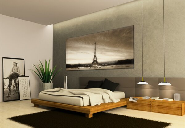 Obraz Eiffelova věž v sepii (1-dílný) - ikona architektury a hrdost Paříže