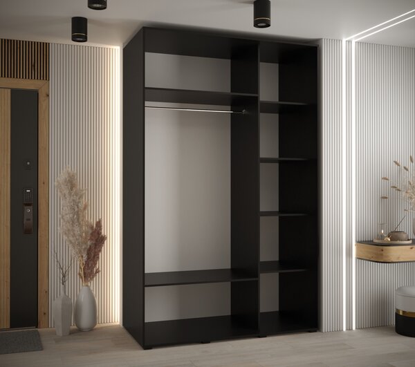 Šatní skříň ASIRI 11 - 150/60 cm, černá / dub artisan / černá