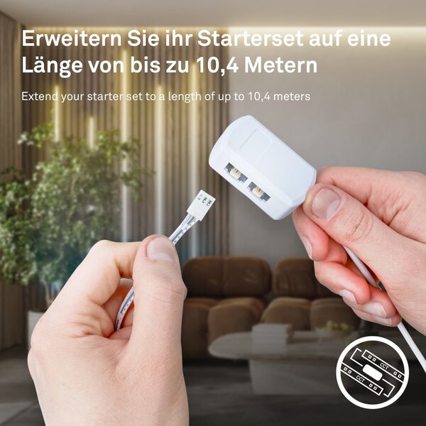 BRI 8020294 Startovací sada CCT LED pásek pro nástěnné panely – 260cm, dálkový ovladač, vč. rozbočovače - BRILONER