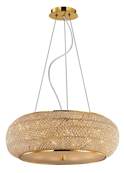 Ideal Lux - Křišťálový lustr na lanku PASHA 10xE14/40W/230V pr. 55 cm zlatá
