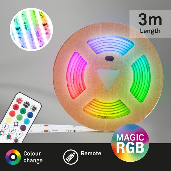 BRILO 2322480 COB LED pásek 3m, dálkový ovladač, RGB IC dynamické barvy, bílý - BRILO