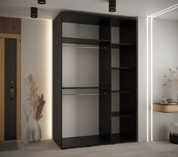 Šatní skříň ASIRI 11 - 150/60 cm, černá / dub artisan / černá