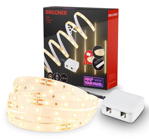 BRI 8018147 Startovací sada On/Off LED pásek pro nástěnné panely – 260cm, vypínač, vč. rozbočovače - BRILONER