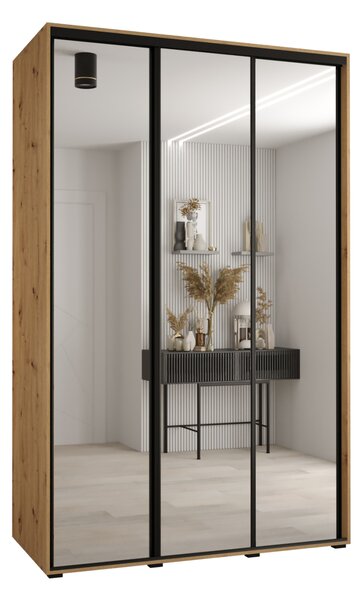 Šatní skříň YVONA 2 - 150/60 cm, dub artisan / černá
